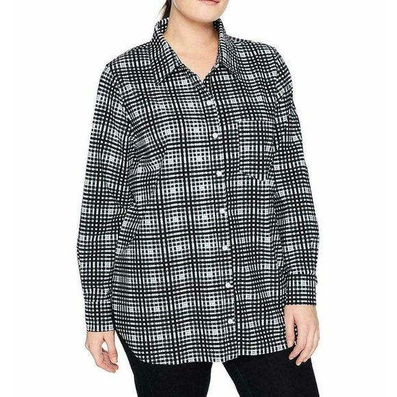 NWT Womens Plus Size 1X or 2X Nordstrom Lysse Schiffer Button Down Shirt Top - Picture 1 of 3